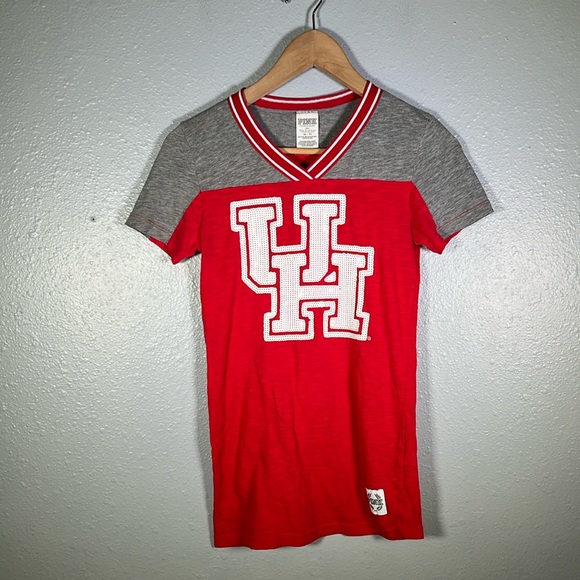 UH sequin v-neck tee, campus college game day, Victoria’s Secret PINK XS - Picture 4 of 10